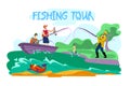 Invitation Flyer is Written Fishing Tour Cartoon.