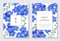 Greeting or invitation card template design with blue forget-me-not Royalty Free Stock Photo