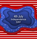 Invitation for Fourth of July Independence Day of the USA. Cut Paper Style Royalty Free Stock Photo