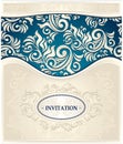 Invitation or Frame in dark blue and beige colors