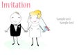 Invitation with funny bride and groom Royalty Free Stock Photo