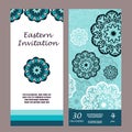 Invitation graphic card with mandala. Decorative ornament for card design: wedding, bithday, party, greeting. Vintage mandala elem Royalty Free Stock Photo