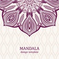 Invitation graphic card with mandala. Vintage decorative elements