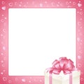 Invitation, Greeting or Gift card. Pink frame with hearts Royalty Free Stock Photo