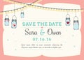 Invitation with hanging mason jars