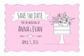 Invitation with lilly wedding cake Royalty Free Stock Photo