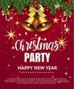 Invitation merry christmas party poster banner and card design template. Happy holiday and new year jingle bell,fir tree Royalty Free Stock Photo