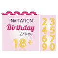 Invitation number girl pink card