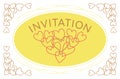 Invitation with overlapping hearts. Hearts border corner. Wedding or Valentine`s card design Royalty Free Stock Photo