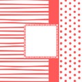 Invitation or postcard for events with red lines and dots with a square in the middle