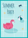 Invitation on summer party in swimming pool or beach a vector illustration Royalty Free Stock Photo