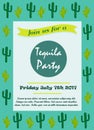 Invitation template with cacti for tequila party