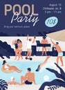 Invitation template of pool party with place for text vector flat illustration. Promo poster of open air entertainment Royalty Free Stock Photo