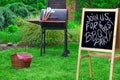 An Invitation To A Barbecue Party, Written on Blackboard Royalty Free Stock Photo