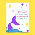 Invitation to birthday party mermaid tail. Vector