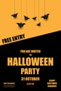 Invitation to Halloween party with bats,