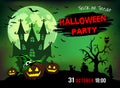 Invitation to a party Halloween, three pumpkins, illustration. Royalty Free Stock Photo