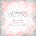 Invitation to the wedding. Abstract romantic rose background in pink and gray colors. Vector template