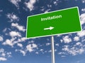 invitation traffic sign on blue sky Royalty Free Stock Photo