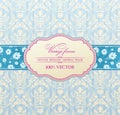 Invitation vintage label flower frame blue Royalty Free Stock Photo