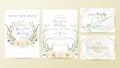 Elegant Geometric floral frame wedding invitation cards template set Royalty Free Stock Photo