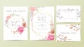 Floral wedding invitation cards template set of various flowers