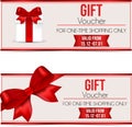 Invitation wirh red bow. Gift voucher. Gift card