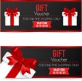 Invitation wirh red bow. Gift voucher