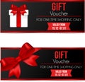 Invitation wirh red bow. Gift voucher