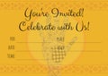 Invitation with you\'re invited celebrate with us text over hand pattern on yellow circle