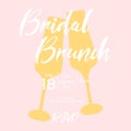 Invitational bridal brunch with glasses of champagne. Bachelorette party invitation template. Bubble brunch.