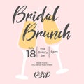 Invitational bridal brunch with glasses of champagne. Bachelorette party invitation template. Bubble brunch.