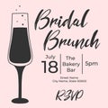 Invitational bridal brunch with glasses of champagne. Bachelorette party invitation template. Bubble brunch.