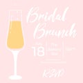 Invitational bridal brunch with glasses of champagne. Bachelorette party invitation template.