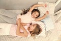 Invite friend for sleepover. Best friends forever. Consider theme slumber party. Slumber party timeless childhood Royalty Free Stock Photo