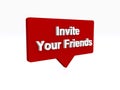 invite your friends speech ballon on white