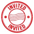 INVITED text written on red round postal stamp sign