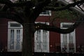 An inviting balcony with an old oak tree Royalty Free Stock Photo