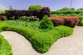 Inviting beautiful view of botanical garden landscape on sunny spring day