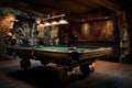 Inviting Blue room pool table. Generate Ai Royalty Free Stock Photo