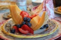 Inviting breakfast spread for hungry travelers, Blueberry Brooke B&B, Deansboro, New York, 2019