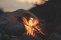 Inviting campfire on the beach during the summer Royalty Free Stock Photo