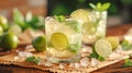 Classic Mojito Cocktail with Ice and Fresh Lime