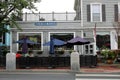 Welcoming exterior of retail stores and Thai Basil restaurant, downtown Manchester, Vermont, 2021