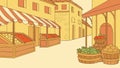 Inviting fruit and vegetable stalls in a charming traditional market, vector design Generative AI Royalty Free Stock Photo