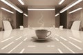 Steaming Cup of Coffee or Tea on an Office Meeting Table Royalty Free Stock Photo