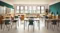 The Inviting Interior of a Classroom, Equipped with Student Desks