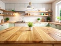 A Stunning Light Wood Kitchen Tabletop Perfect for Showcase Your Products and Enhance Your Dining Area Design Royalty Free Stock Photo