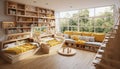 Inviting and Lively Childrens Room with Cozy Decor, Accented by Abundant Natural Lighting