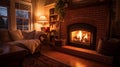 Cozy relaxation by the fireplace in a homely environment,ai generative